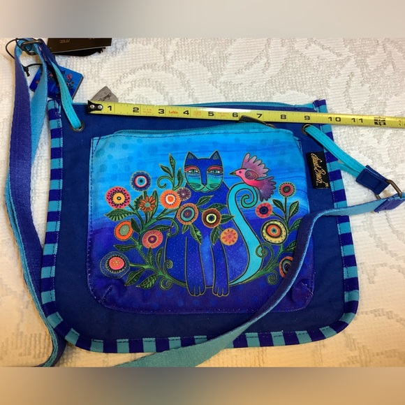 Laurel Burch Vibrant Blue Cat Crossbody Bag - Picture 6 of 11